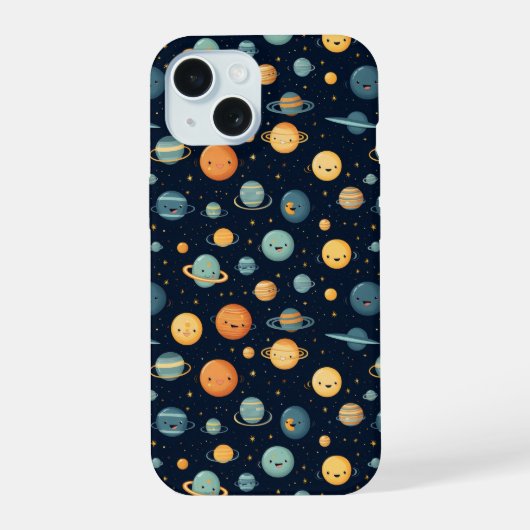 宇宙柄が面白い iPhone 15ケース (裏面)