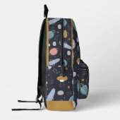 宇宙模様と宇宙飛行士、惑星の星 プリントバックパック (左)