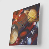 宇宙正方ローマ数字時計 スクエア壁時計 (傾斜)