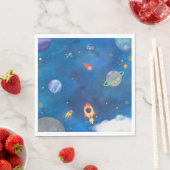 宇宙水彩デザイン – ダークブルー スタンダードランチョンナプキン (インサイチュ)