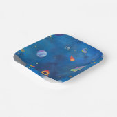 宇宙水彩デザイン – ダークブルー ペーパープレート (傾斜あり)