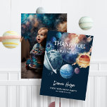 宇宙水彩写真少年1歳の誕生日 サンキューカード<br><div class="desc">宇宙の水彩写真少年1歳の誕生日サンキューカード</div>