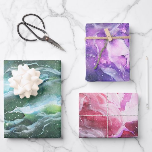 宇宙水彩包み紙シート ラッピングペーパーシート (正面)