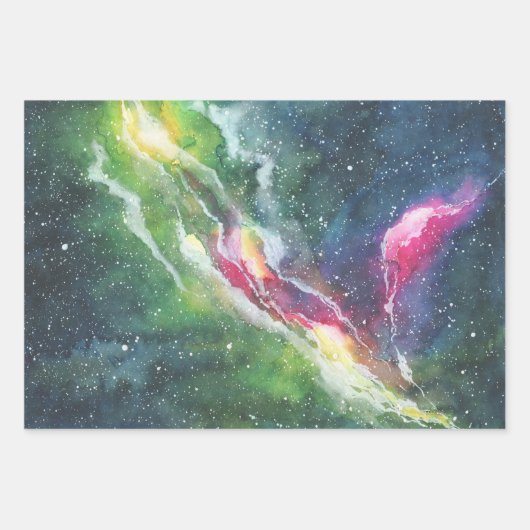 宇宙水彩包み紙シート ラッピングペーパーシート (正面)
