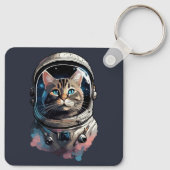 宇宙水彩画の宇宙飛行士の猫 キーホルダー (裏面)