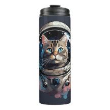 宇宙水彩画の宇宙飛行士の猫