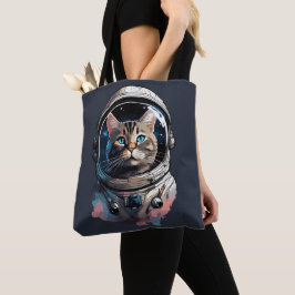 宇宙水彩画の宇宙飛行士の猫 トートバッグ