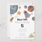 宇宙水彩誕生日招待状 招待状 (正面)