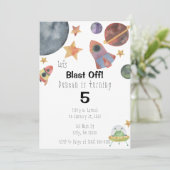 宇宙水彩誕生日招待状 招待状 (スタンド正面)