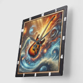 宇宙波の中のエレクトリックギター スクエア壁時計 (傾斜)