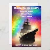 宇宙海賊パーティーへの招待 招待状 (正面/裏面)