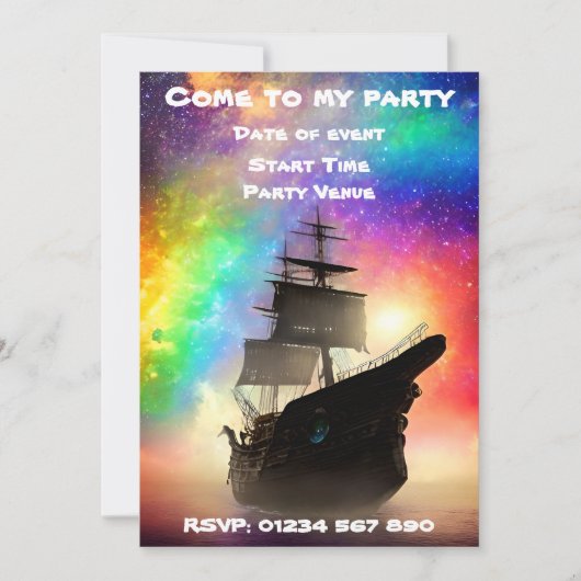 宇宙海賊版パーティの招待状 招待状 (正面)