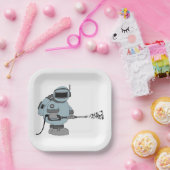 宇宙清掃員吹き付け星Sci-Fi宇宙飛行士 ペーパープレート (パーティー)