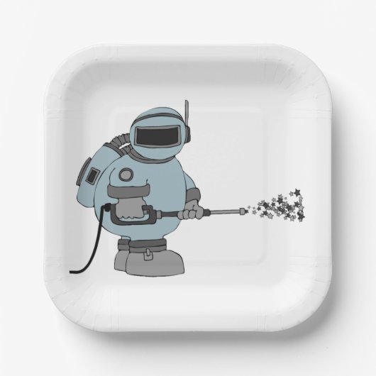 宇宙清掃員吹き付け星Sci-Fi宇宙飛行士 ペーパープレート (正面)