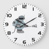 宇宙清掃員吹き付け星Sci-Fi宇宙飛行士 ラージ壁時計 (正面)