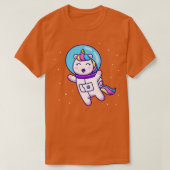 宇宙漫画に浮かぶ可愛いユニコーン宇宙飛行士 Tシャツ (デザイン正面)