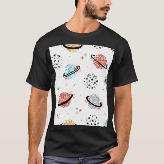 宇宙漫画:ヴィンテージ宇宙疑問に思 Tシャツ (正面)