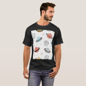 宇宙漫画:ヴィンテージ宇宙疑問に思 Tシャツ (正面フル)