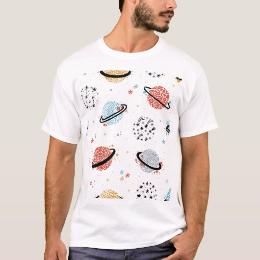 宇宙漫画：ヴィンテージ宇宙疑問に思 Tシャツ (正面)