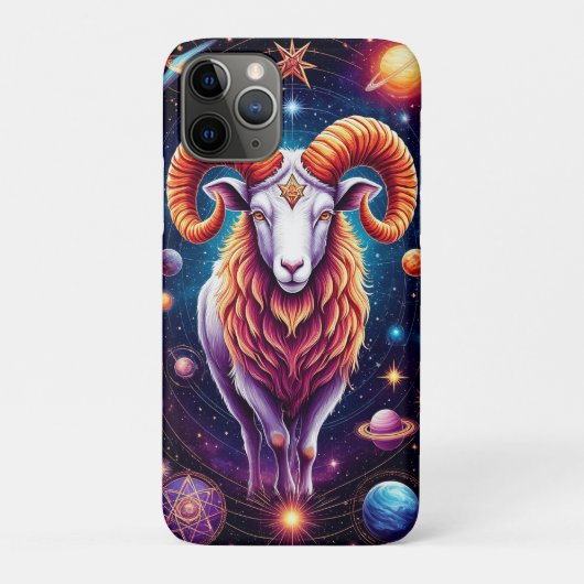宇宙牡羊座のアート: 星々と惑星に囲まれた神秘的な表現 Case-Mate iPhoneケース (裏)