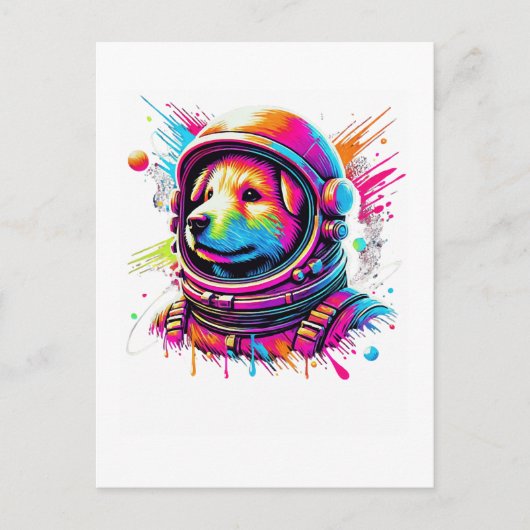 宇宙犬好きのデザイン ポストカード (正面)