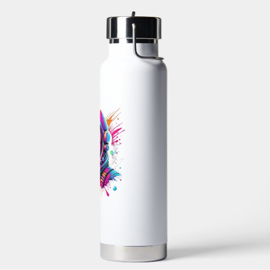 宇宙犬好きデザイン ウォーターボトル (左面)