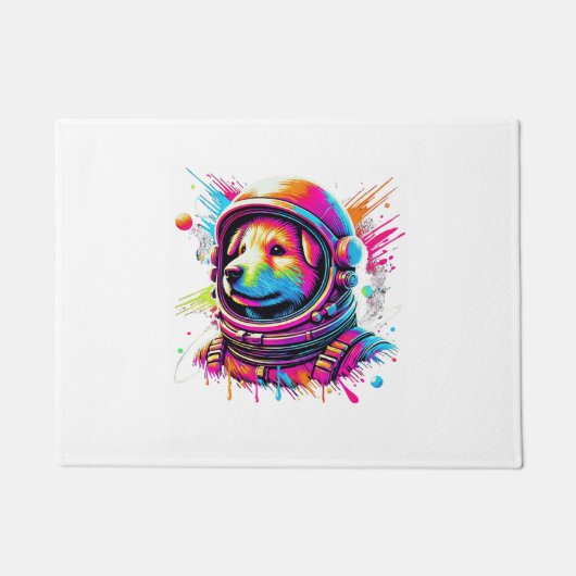 宇宙犬好きデザイン ドアマット (正面)