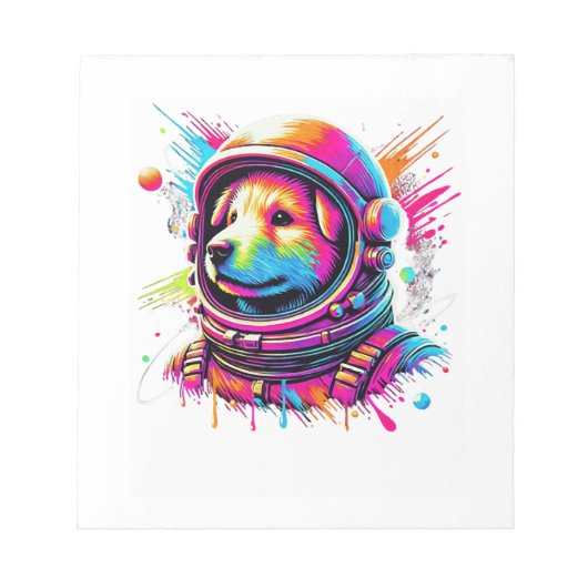 宇宙犬好きデザイン ノートパッド (正面)