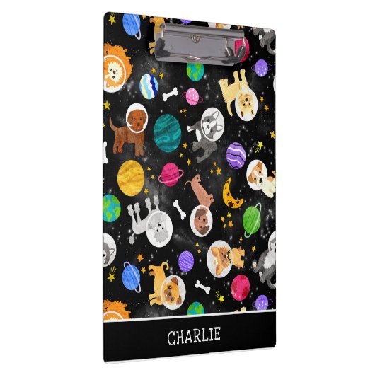 宇宙犬水彩宇宙飛行士の子犬 クリップボード (右)