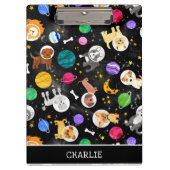 宇宙犬水彩宇宙飛行士の子犬 クリップボード (正面)