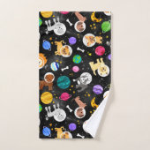 宇宙犬水彩宇宙飛行士の子犬 バスタオルセット (ハンドタオル)