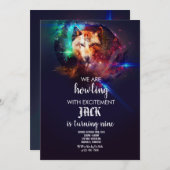 宇宙狼|誕生日パーティーの招待 招待状 (正面/裏面)