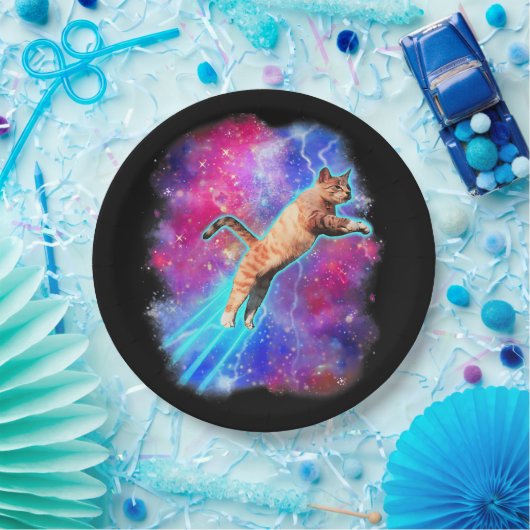宇宙猫おもしろい宇宙空間ティー銀河系子猫キット ペーパープレート (パーティー)