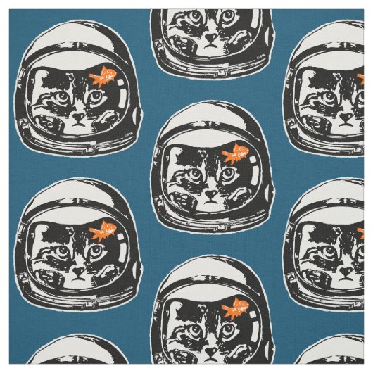 宇宙猫および金魚 ファブリック (見本)