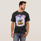宇宙猫がニワトリユニコーンに乗って タコスとドーナツ Tシャツ (正面フル)