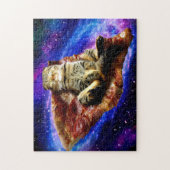 宇宙猫がピザの上に寝ている ジグソーパズル (縦)