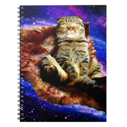 宇宙猫がピザの上に寝ている ノートブック (正面)