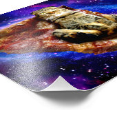 宇宙猫がピザの上に寝ている フォトプリント (角)