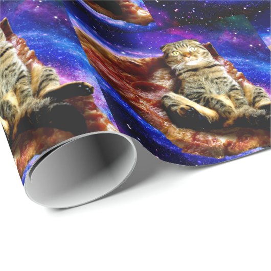 宇宙猫がピザの上に寝ている ラッピングペーパー (ロールコーナー)