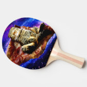 宇宙猫がピザの上に寝ている 卓球ラケット (横)