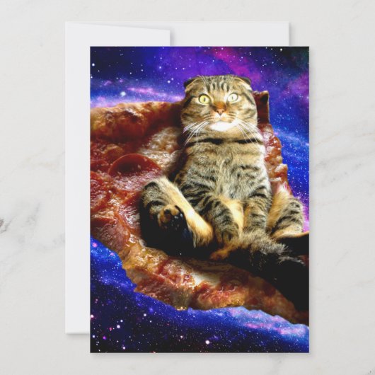 宇宙猫がピザの上に寝ている 招待状 (裏面)