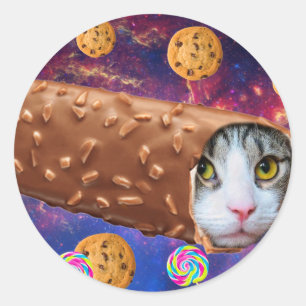 宇宙猫のアイスクリーム ラウンドシール