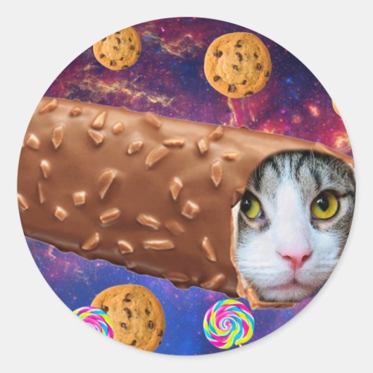 宇宙猫のアイスクリーム ラウンドシール (正面)