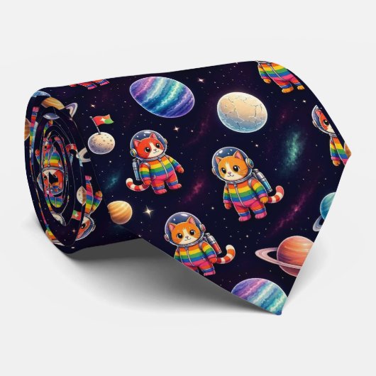 宇宙猫のインターラクティック惑星と太陽系 ネクタイ (ロール)