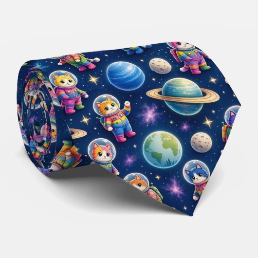 宇宙猫のインターラクティック惑星と太陽系 ネクタイ (ロール)