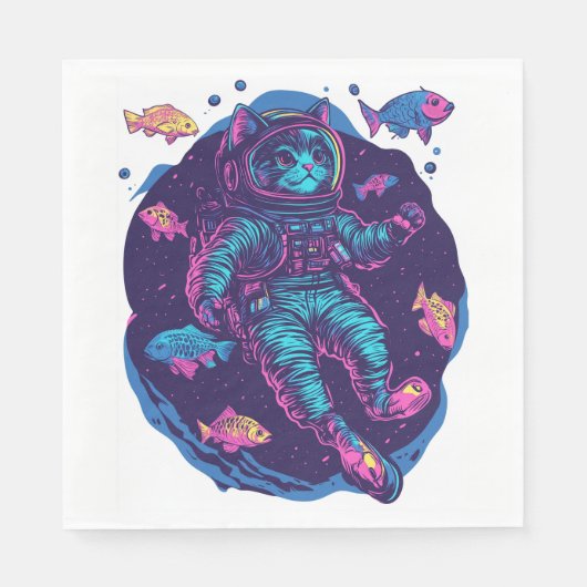 宇宙猫の夢 � ユニークなVaporwave銀河の子猫 スタンダードランチョンナプキン (正面)