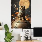 宇宙猫の夢:レトロオデッセイのポスター ポスター (ホームオフィス)