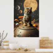 宇宙猫の夢:レトロオデッセイのポスター ポスター (キッチン)
