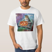 宇宙猫のDJsピザ Tシャツ (正面)