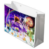 宇宙猫をなめる ラージペーパーバッグ (正面アングル)